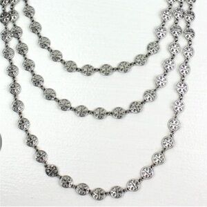 Tory Burch silver tone triple strand Mini studded logo necklace